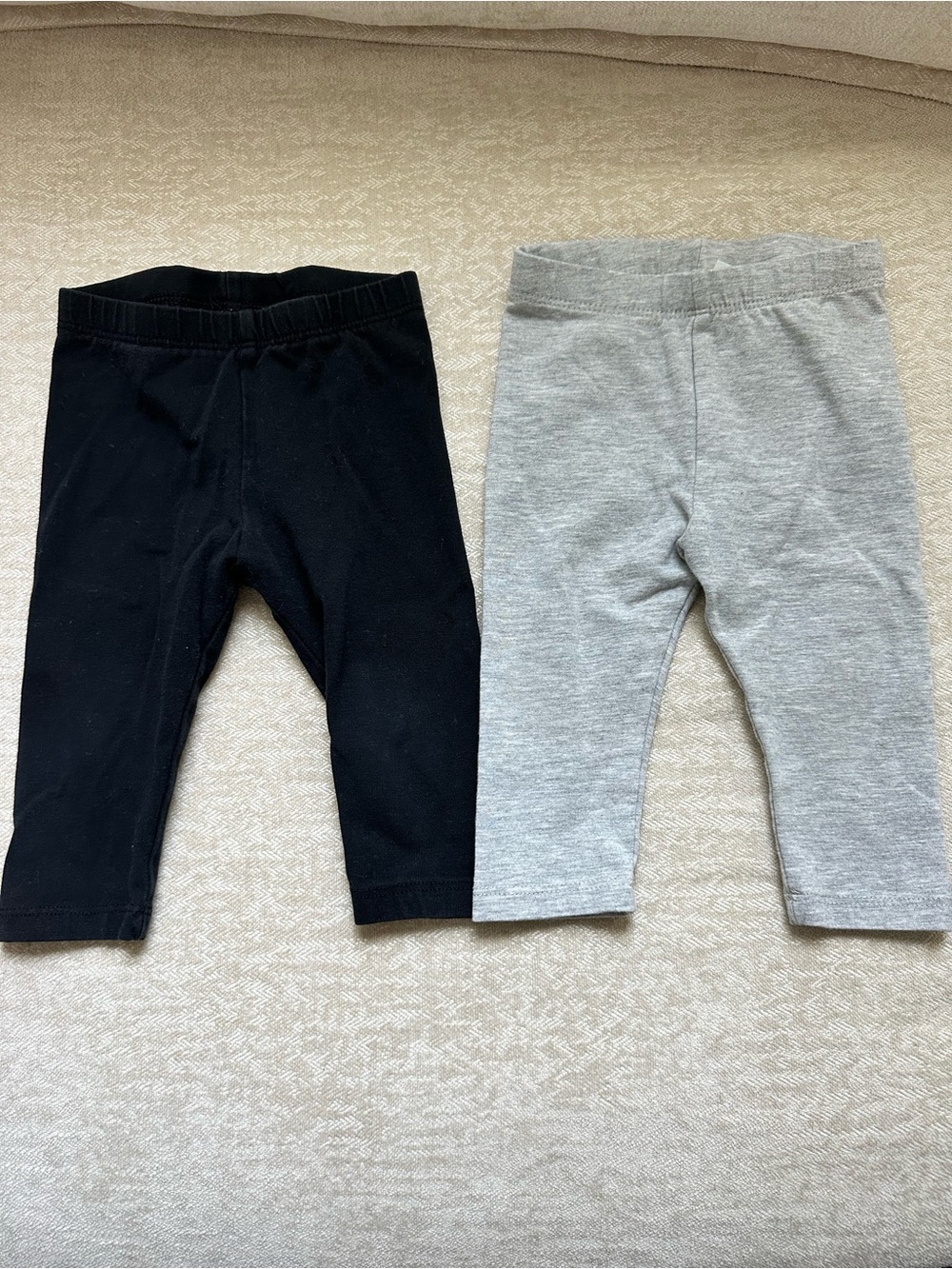 Baby Girl’s Basic Stretch Leggings - Black & Light Gray